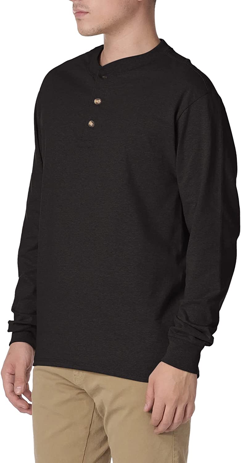Hanes Men's T-Shirts, Men's BeefyT Henley Shirts, Men's Cotton Long Sleeve Shirts - Image 3